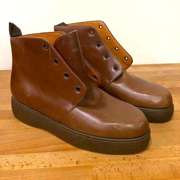 Robert Clergerie Made in France Brown Leather Booties 6.5us - Picture 1 of 10